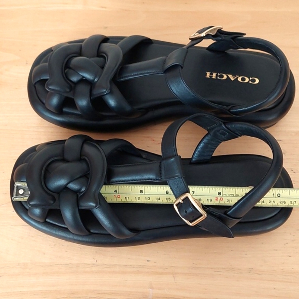 Coach Penney Strappy Fisherman Platform Black Leather Sandals - Picture 15 of 16